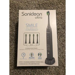 Soniclean Ultra Smile with Confidence Electric Toothbrush with 4 Brush Heads NEW